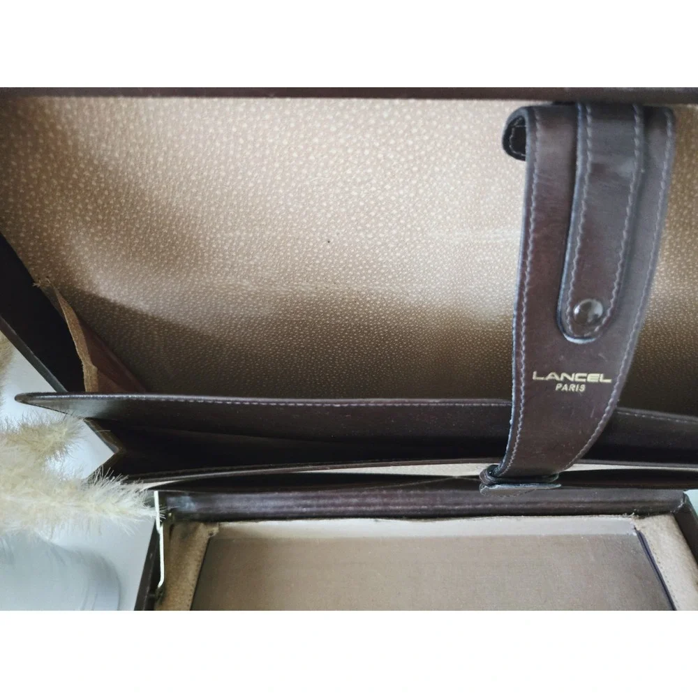 🗼RARE Vintage LANCEL‎ Paris Hard Leather Portfolio Document Briefcase France